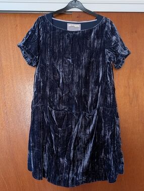 Floreat Anthropologie Crushed Velvet Mini Dress in Navy